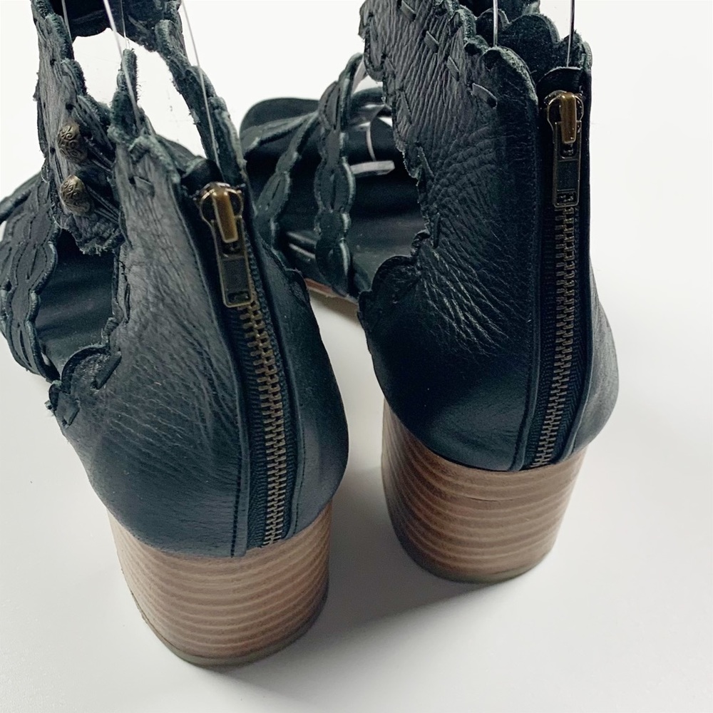 Bali Elf Seaside Leather Sandal Heels Black Size 6.5 Handmade! - Picture 7 of 8